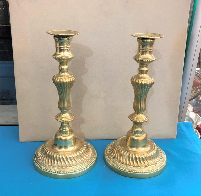 Paire de bougeoir EPOQUE LOUIS XV en bronze 18 eme XVIIIeme Flambeau Candlestick