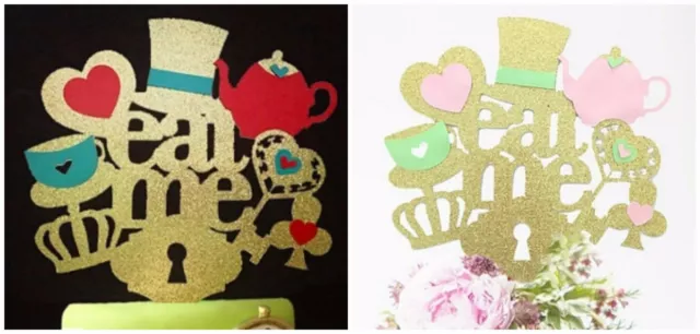 Alice In Wonderland "Eat Me" Glitter Cake Topper | Girls Birthday Party Mad