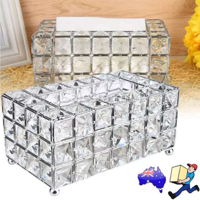 Crystal Facial Tissue Box Cover Paper Storage Holder Napkin Dispenser Organizer