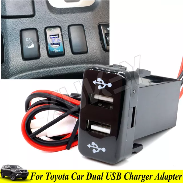 For Toyota 3.1A Car Charger Phone Charging Socket Adapter 12V Dual USB 2 Port