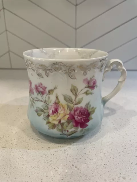 Antique Pink and Yellow Rose Coffee Cup - Germany