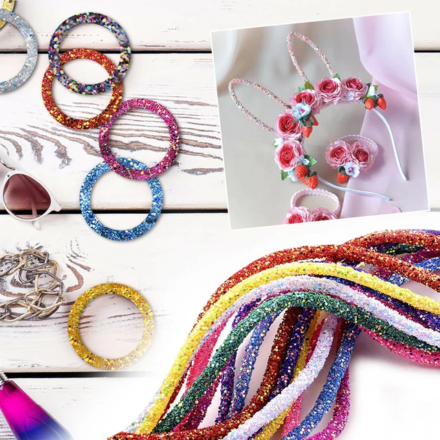 Sequins Rhinestone Tube Cord Rope Resin Trims PVC Rope Applique Accessory