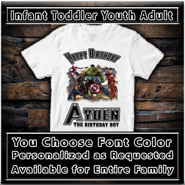 Avengers Birthday Shirt Kids T-Shirt Family Party Decor Custom T Shirts Tee Gift