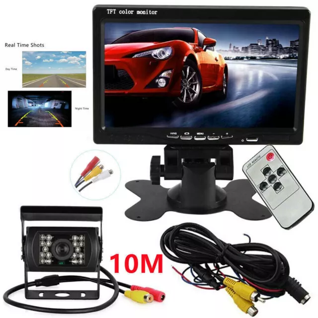 LED Car Reversing Camera + 7" LCD Monitor for Truck Caravan Bus Van Rear View