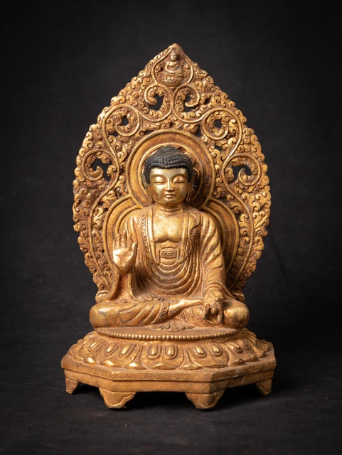 Old bronze Japanese Amida Buddha statue from Japan, Middle 20th century