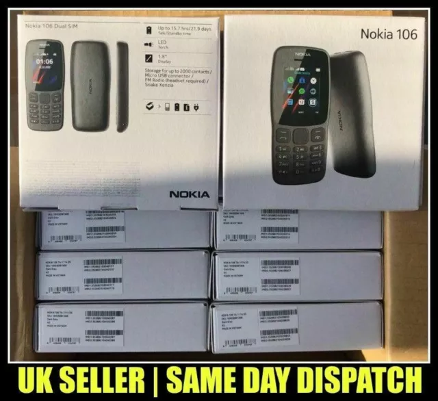 Nokia 106 Dual SIM Mobile Phone UNLOCKED Dark Grey Colour with FREE O2 SIM