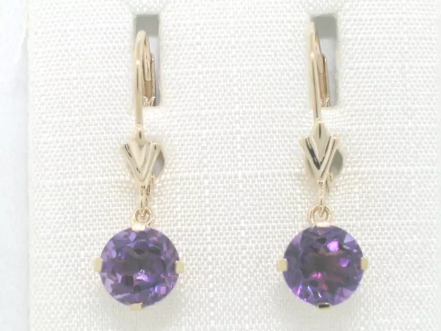 Paar Amethyst Ohrhänger  585 Gelbgold 14Kt  2 natürliche facettierte Amethyste