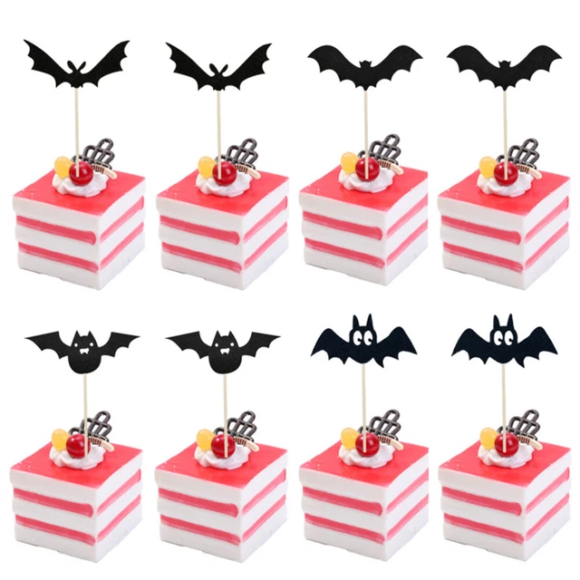 Décorations Pour Gâteau D'Halloween - Fantôme, Citrouille, Maison Hantée, Sur Cure-dents (lot De 8)