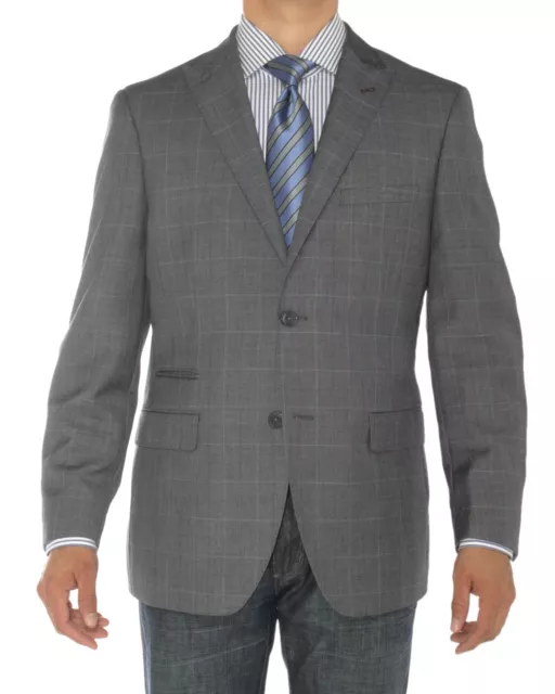 Luciano Natazzi Mens 2 Button Modern Fit Suit Jacket Ticket Pocket Blazer