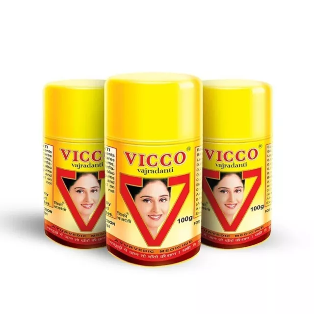 100G X 3 Vicco Vajradanti Poudre Dentaire Gencives Gonflées Et Saignées...