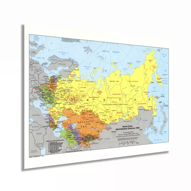 1983 Soviet Union Map Poster - Soviet Union Administrative Divisions Wall Art