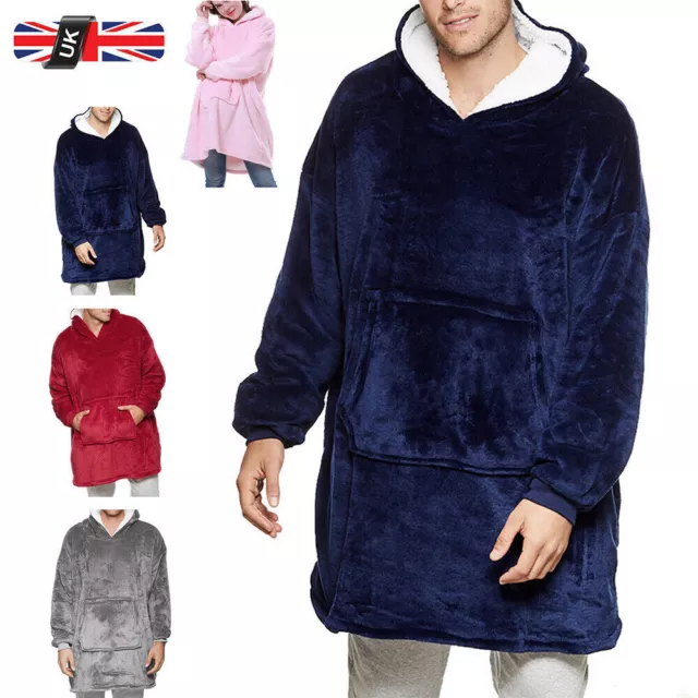 Adult Hooded Snuggle Blanket Super Soft Fleece Sherpa Warm Wearable Hoodie Robe