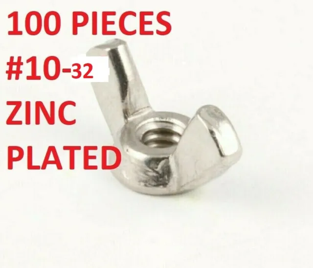 100 pcs #10-32 Thread Wing Nut Zinc Plated steel type A forged 10-32 10 -32