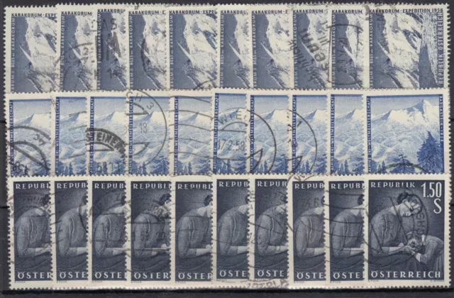 AT–1957/58 Mi.1036+1040+1042 x 10 St. Gestempelte Gebrauchte Werte (Lot) USED –D