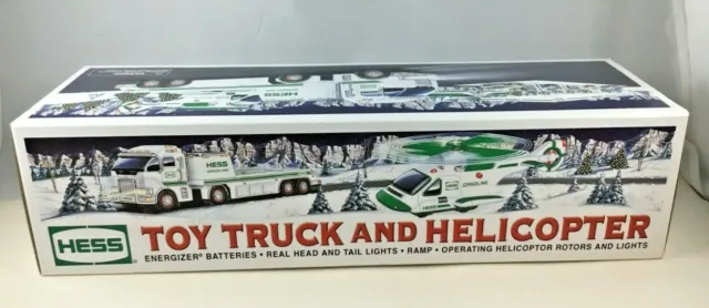 Hess Toy Truck & Helicopter Operating Rotors Lights Ramp Head & Tail Lights New