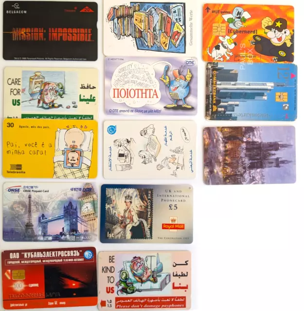 13x International Phonecards (Late 90s/Early 00s Vintage Telephone Cards)