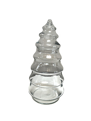 VTG Libby 2 Piece Christmas Tree Candy Nut Decorative Holiday Glass Jar 8.5"