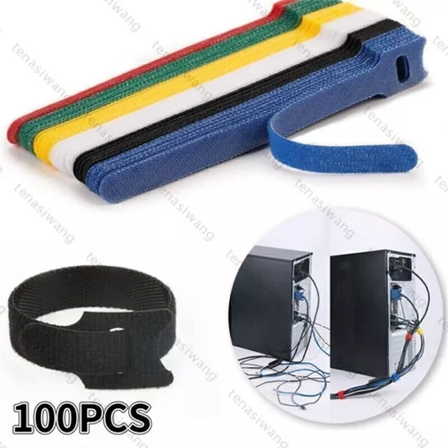 100pcs wiederverwendbare Krawatten Haken und Ösenverschluss Band Riemen