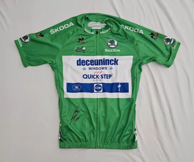 Mark Cavendish signed 2021 Tour de France green cycling jersey Deceuninck Quick