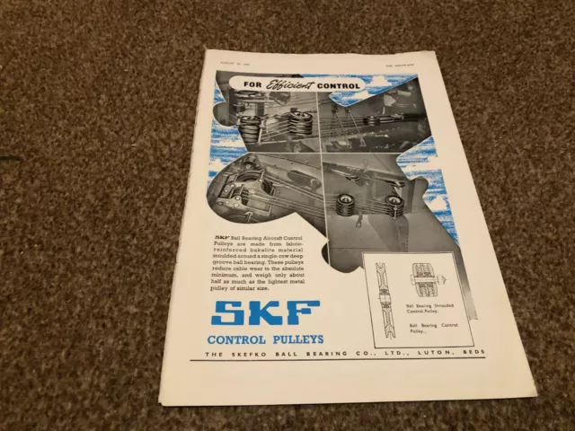 Ac58 Advert 11X8 Skf - Skefko Kugellager Co Ltd - Flugzeugsteuerriemenscheiben