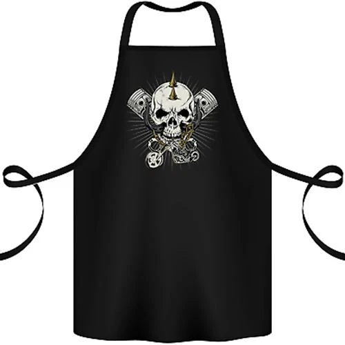 Piston Skull Motorcycle Motorbike Biker Cotton Apron 100% Organic