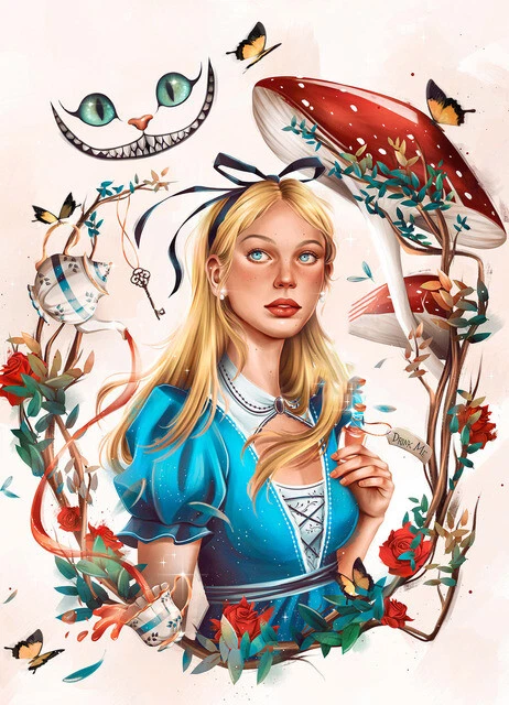 5D Full Diamond Painting Kits Alice in Wonderland Cheshire Cat Disney Decor GIFT