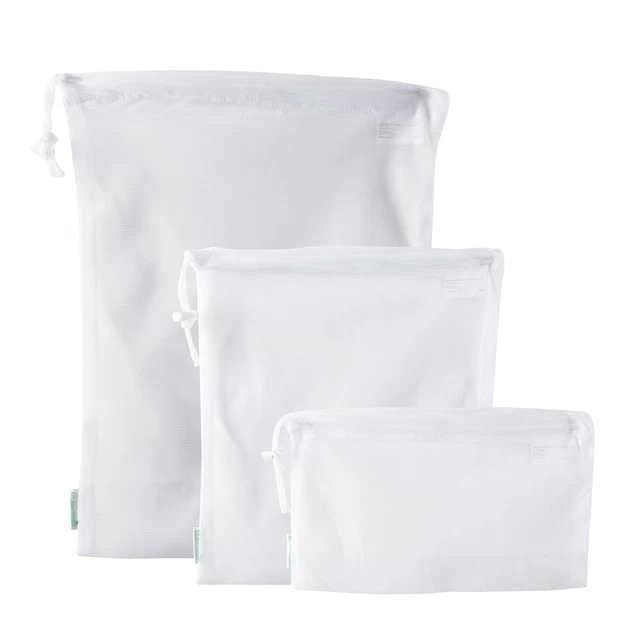 Kitchen Details Sanitized 3 Pack Reusable Cotton Mesh Produce Bags
