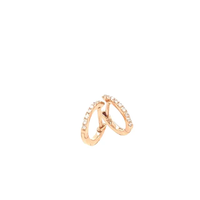 18ct Rose Gold Diamond Hoop Earrings, Set With 0.08ct Of Round Diamonds, 9mm