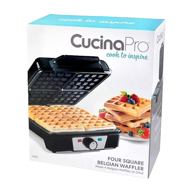 Cucinapro - Non-Stick - Four Square Belgian Waffle Maker / Iron - New