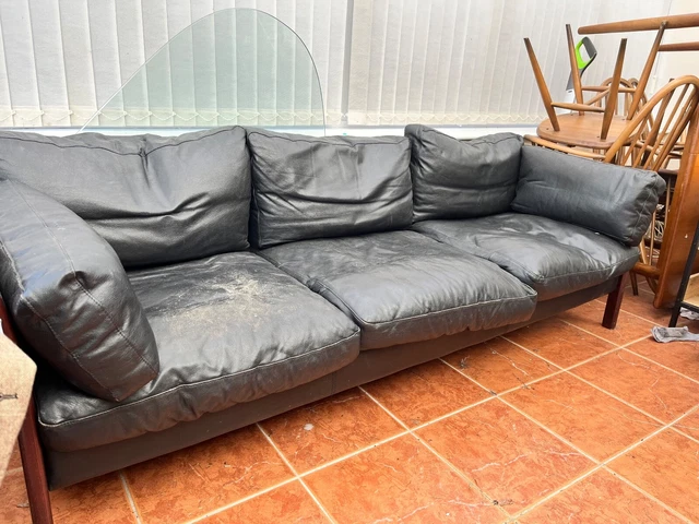 Retro Vintage Danish Leather Rosewood 3 Seat Seater Sofa Mid Century Modern