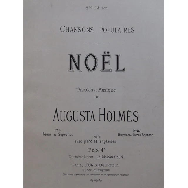 HOLMÈS Augusta Noël Chant Piano ca1885