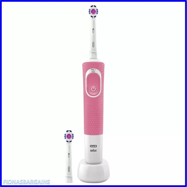 Oral-B Vitality Plus 3D weiß sauber elektrische Zahnbürste + extra Kopf rosa 2