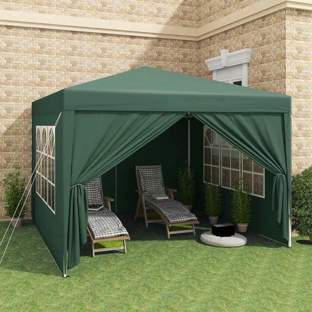 Pavillon Faltpavillon 3x3m Wasserdicht mit 4 Seitenteilen und Fenstern Partyzelt