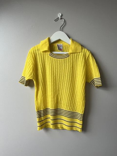 RARE Kids Vintage Yellow stripe Jumper Age 9 St Michael Short Sleeve