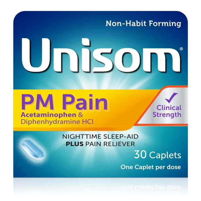 Cápsulas para el dolor Unisom PM (30 quilates), acetaminfeno y difenhidramina HCI