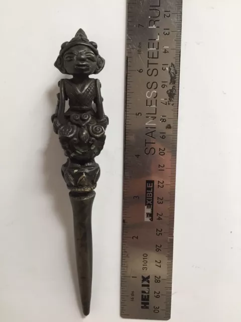 Antique Burmese bronze tattoo head