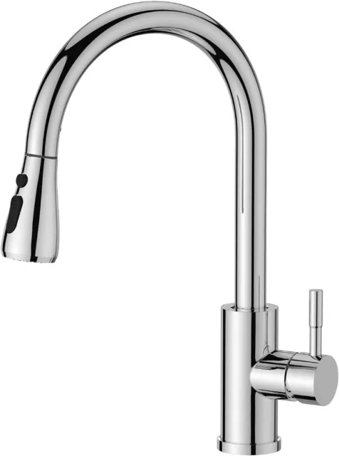 Kitchen Sink Taps Mixer with Pull Out Spray, Swivel Single Handle High Arc