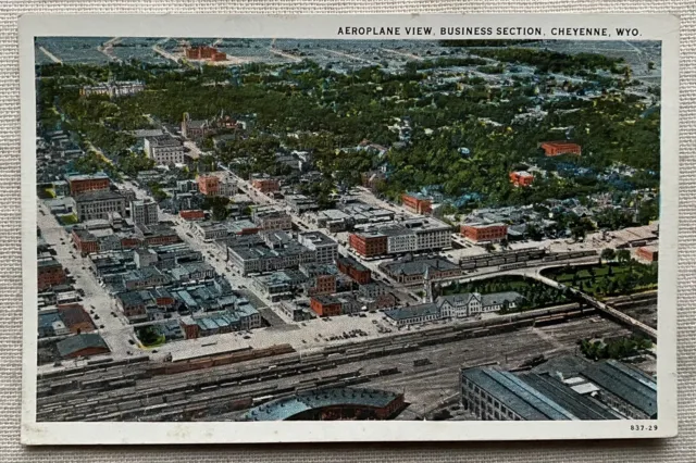 Aeroplane View, Business Section, Cheyenne, Wyoming, Vintage Postcard