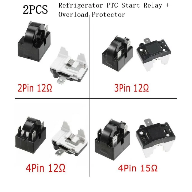 2 Pcs-Thermal Overload Protector-Refrigerator Relay Start Starter-Compressor