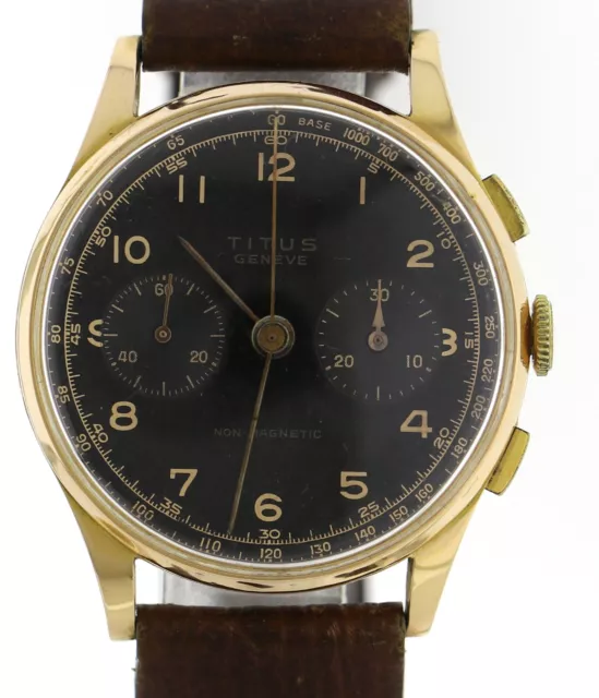 Titus Geneve Cal Landeron 48 Vintage Chronograph 750/18k Gold Ø37,5mm~1950