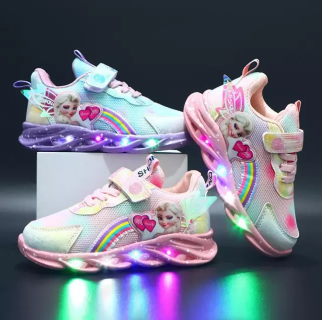 scarpe bambina Luci Led Principessa sneakers lampeggianti fumetti