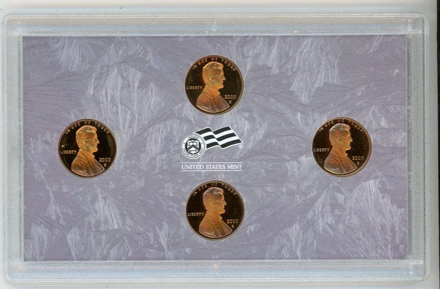 2009 S Lincoln Cent Penny Bicentennial Set Gem Proof 4 Coin Set! No Box/Coa #11