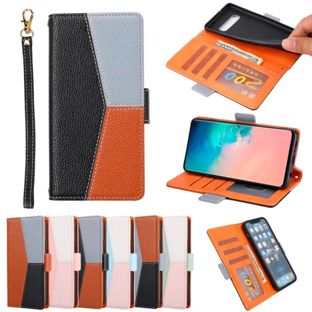 Genuine Leather Wallet Case Card Slot Flip Cover for Samsung Galaxy S10+ S9+ S8+