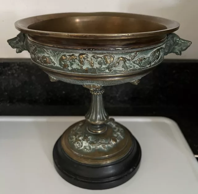 Antique French Bronze Animalier Tazza Signed “F. Cana” (Felix Cana) Bowl W/Dogs