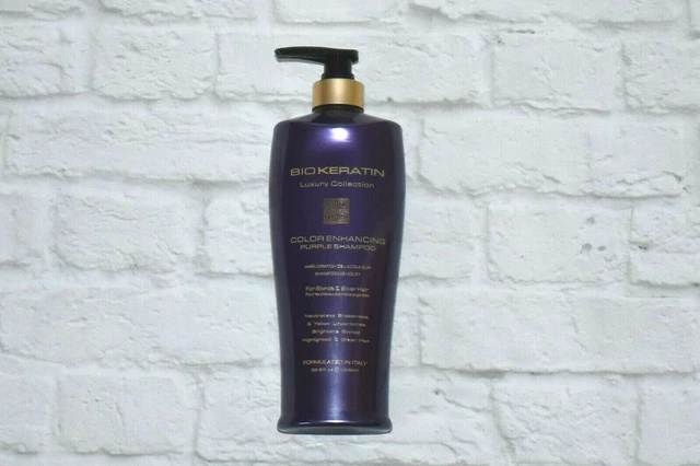 Champú púrpura rubio plateado rubio que mejora el color queratina colección 33 oz