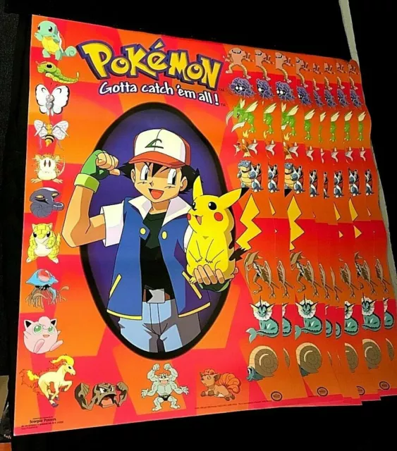 Pokemon Original 150 Characters Poster 22X34 Nintendo 1998 Gotta