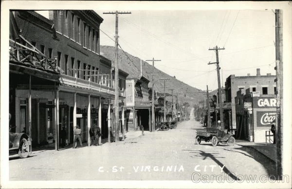 RPPC Virginia City,NV C Street Storey County Nevada Real Photo Post Card Vintage