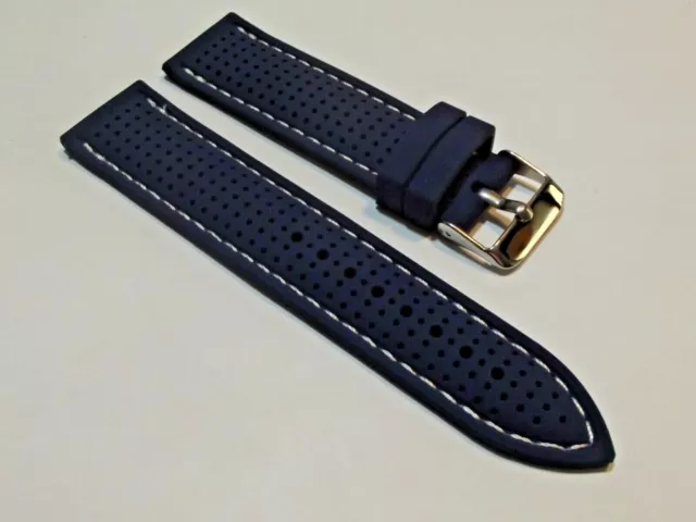 cinturino blu tropic di qualità silicone con cuciture 20 o 22mm mm watch strap