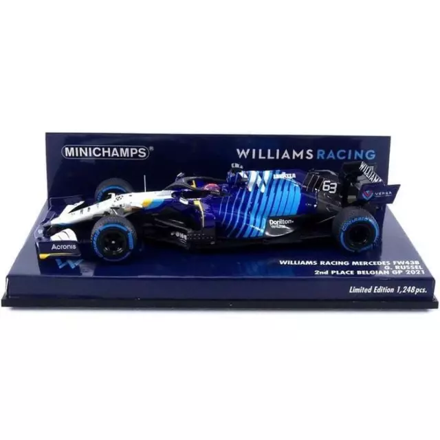 Minichamps 1:43 Maßstab Williams Racing Mercedes FW43B Russell 2. Belgische GP 2021