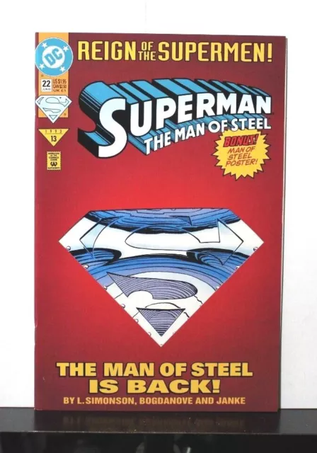 Superman: The Man of Steel #22 [Die-Cut Cover] (Jun 1993, DC) Reign Supermen